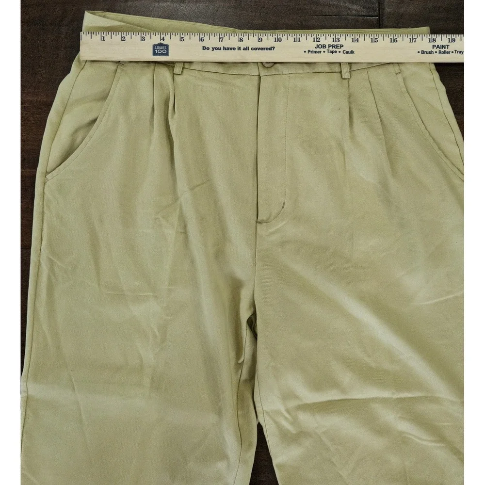 Preppy Golf Mens 38x30 Silk Viscose Pleated Dress Pants Khaki Trousers